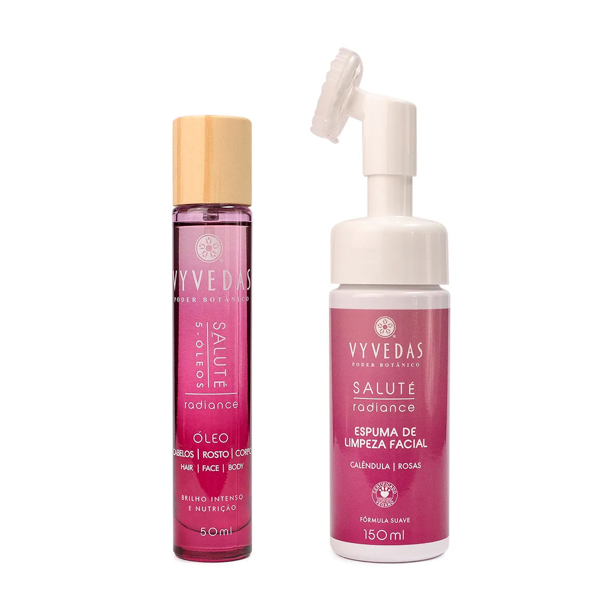 Kit Vyvedas Saluté Óleo Cabelos, Corpo, Rosto + Espuma Limpeza