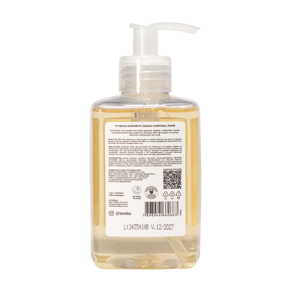 Sabonete Líquido Corporal Vyvedas Romã 300ml